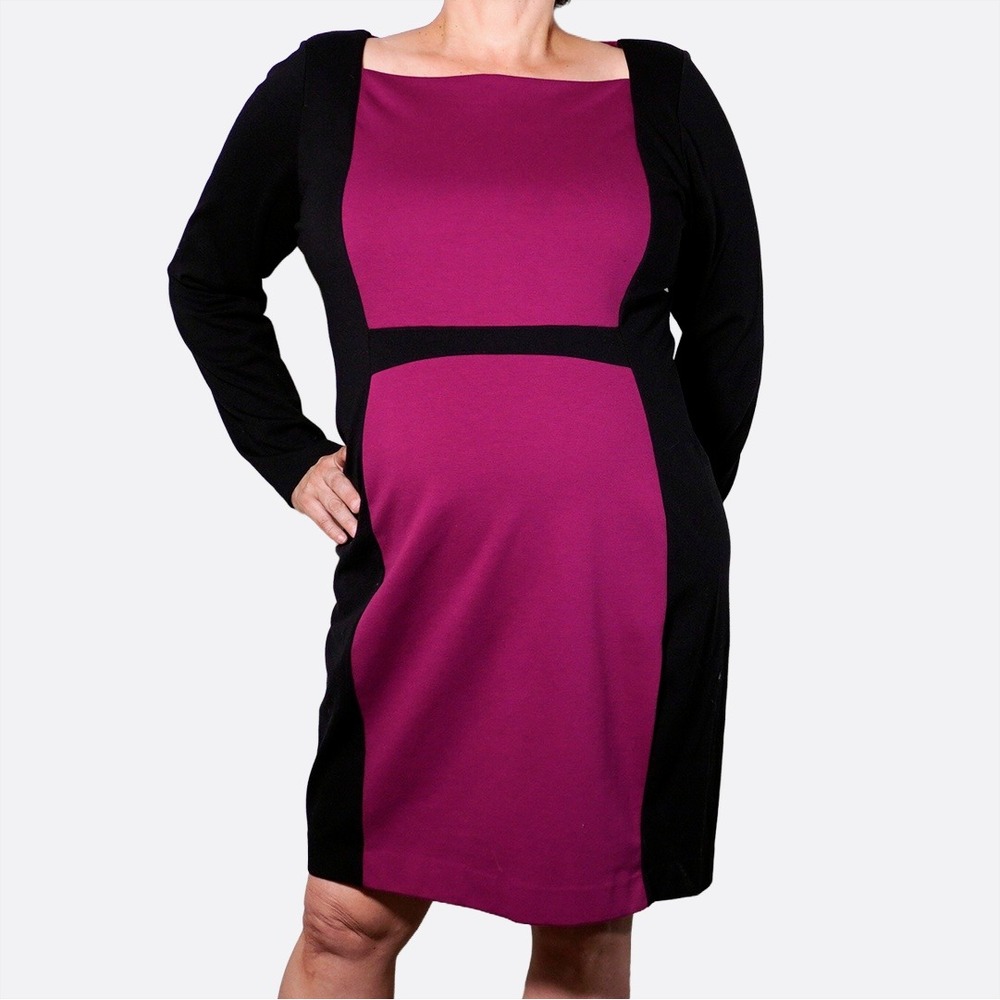 Narciso Rodriguez Colorblock Sculpting Sheath Dress, Size 0X / 1X‎ Quiet Luxury